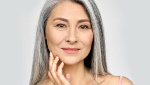 Older Female Model with Lifted Brows
