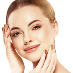 White Outline Around Model's Framing Face With Hands