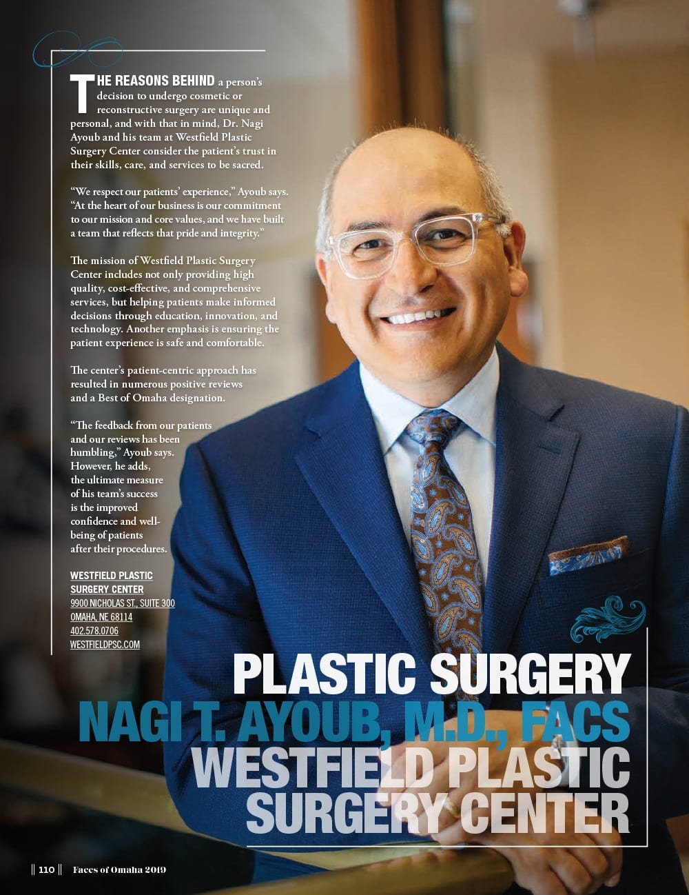 Dr Ayoub in Faces of Omaha Magazine 2019
