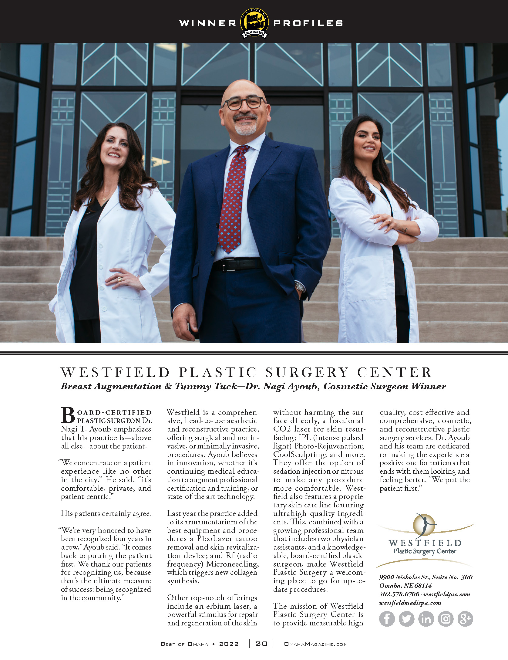 Dr Ayoub and Staff in Faces of Omaha 2022 Edition